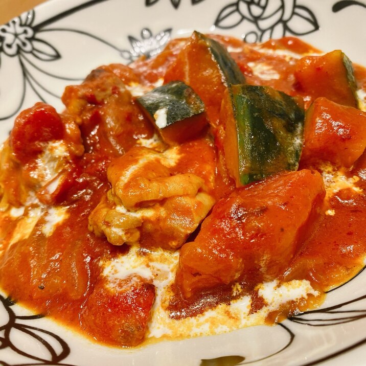 チキンとカボチャのまろやかトマトクリーム煮 レシピ 作り方 By ハナマル 楽天レシピ